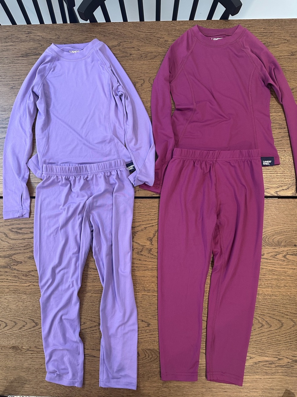 Lands’ End Kids XS 4-5 Base Layer Thermal Set Bundle Purple Pink 4 Pieces